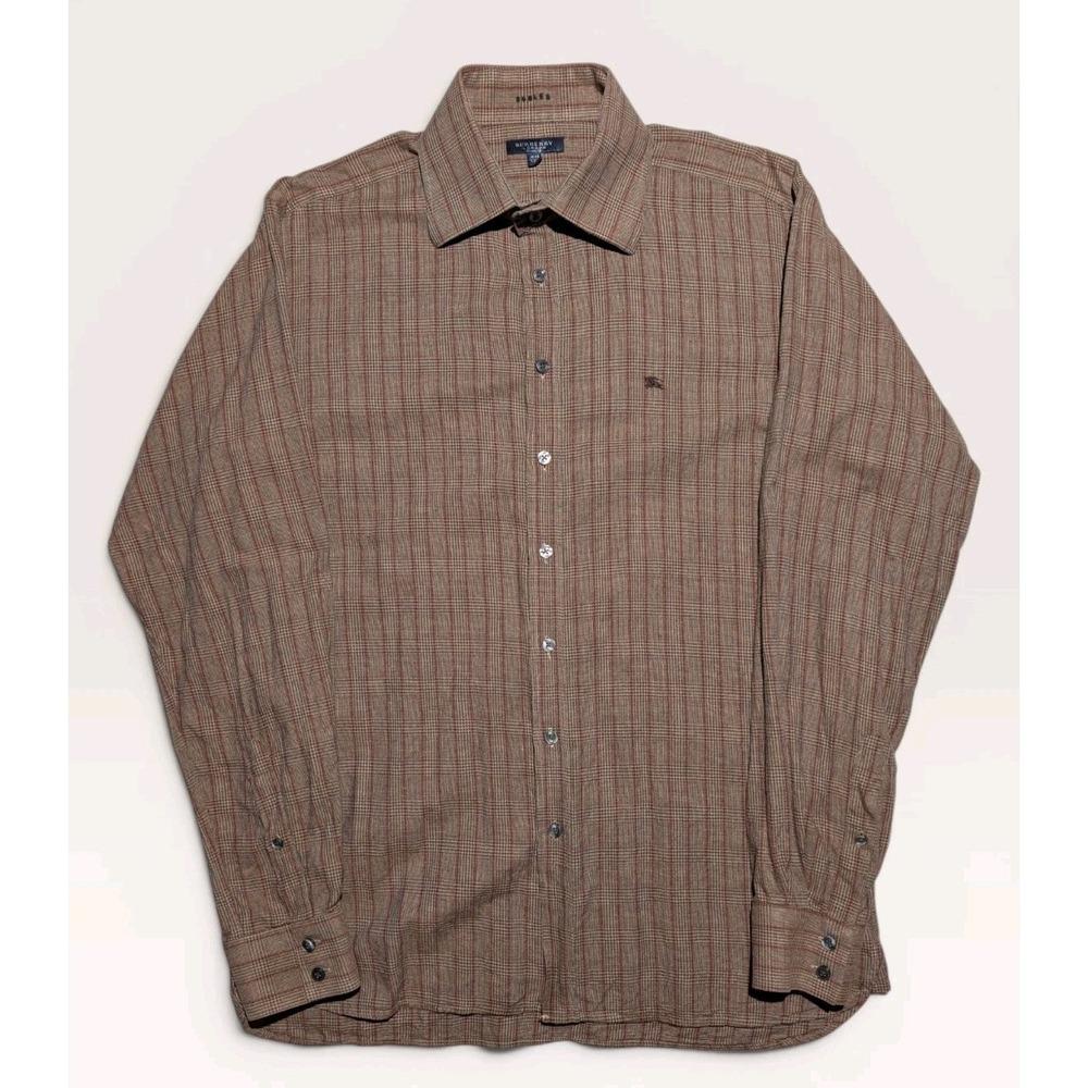 Burberry London Nova Check Button Up‎ Shirt Mens XL Brown Plaid UK